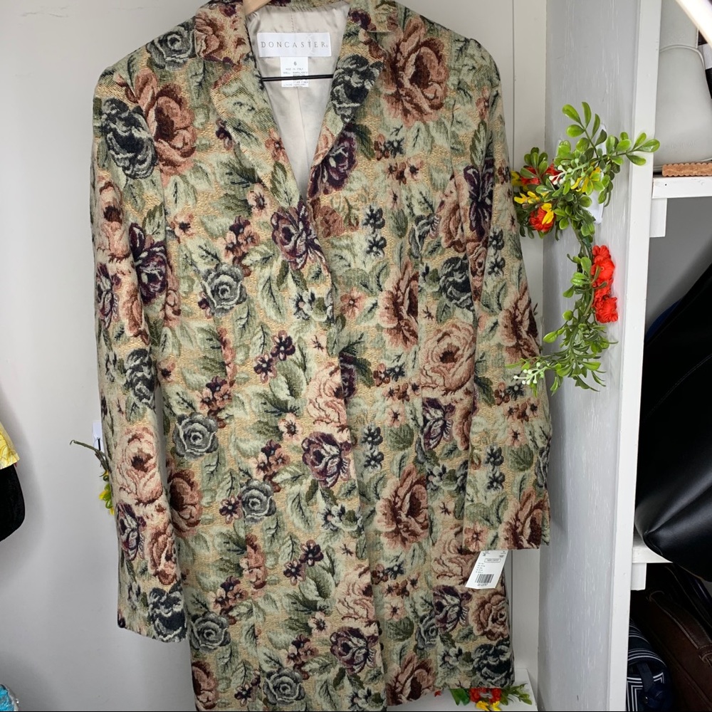 Doncaster Floral Velvet Longline Coat